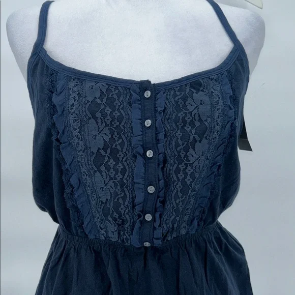 Abercrombie & Fitch Lace Front Cami Tank Navy Blue Size L - Picture 4 of 9